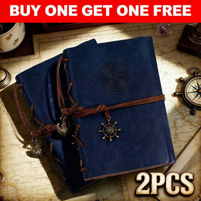 [Christmas Halloween Birthday] Buy 1 Get 1 Free, 2pcs Retro Spiral Notebook Diary Notepad, Vintage Pirate Anchors Note Book, Replaceable Stationery Traveler Journal Gift, Present For Hollween/ Christmas/ Birthday/ Graduation/ Father's Day/ Mother's Day/ N