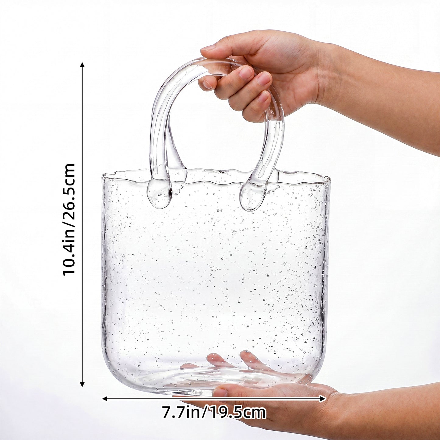 WHONLINE 1/2pcs Glass Purse Vase for Flowers, Clear Bag Vases with Handle, Unique Cute Handbag Shape Decorative Flower Vases for Centerpieces Home Table Shelf Decor Birthday Gift, For Halloween and Christmas