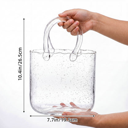 WHONLINE 1/2pcs Glass Purse Vase for Flowers, Clear Bag Vases with Handle, Unique Cute Handbag Shape Decorative Flower Vases for Centerpieces Home Table Shelf Decor Birthday Gift, For Halloween and Christmas