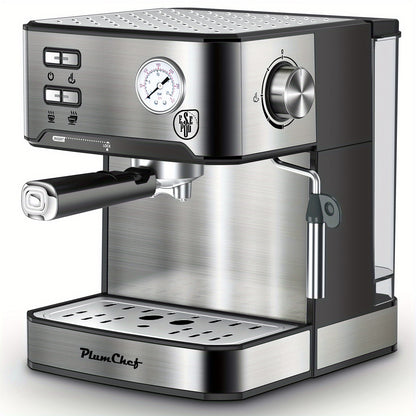 Espresso Machine Stainless Steel – Dual-Brew Coffee Maker with 54.1oz Water Tank, High-Pressure Steam Wand, ESE Pod & Ground Coffee Compatible, 1 & 2 Cup Brewing, Overpressure Protection for Home Barista
