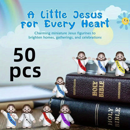 Mini Christian Statues Bulk 50pcs God Bless You Colorful Crosses Vintage Religious Figurines Church Prayer Easter Christmas Decoration Party Props Gift