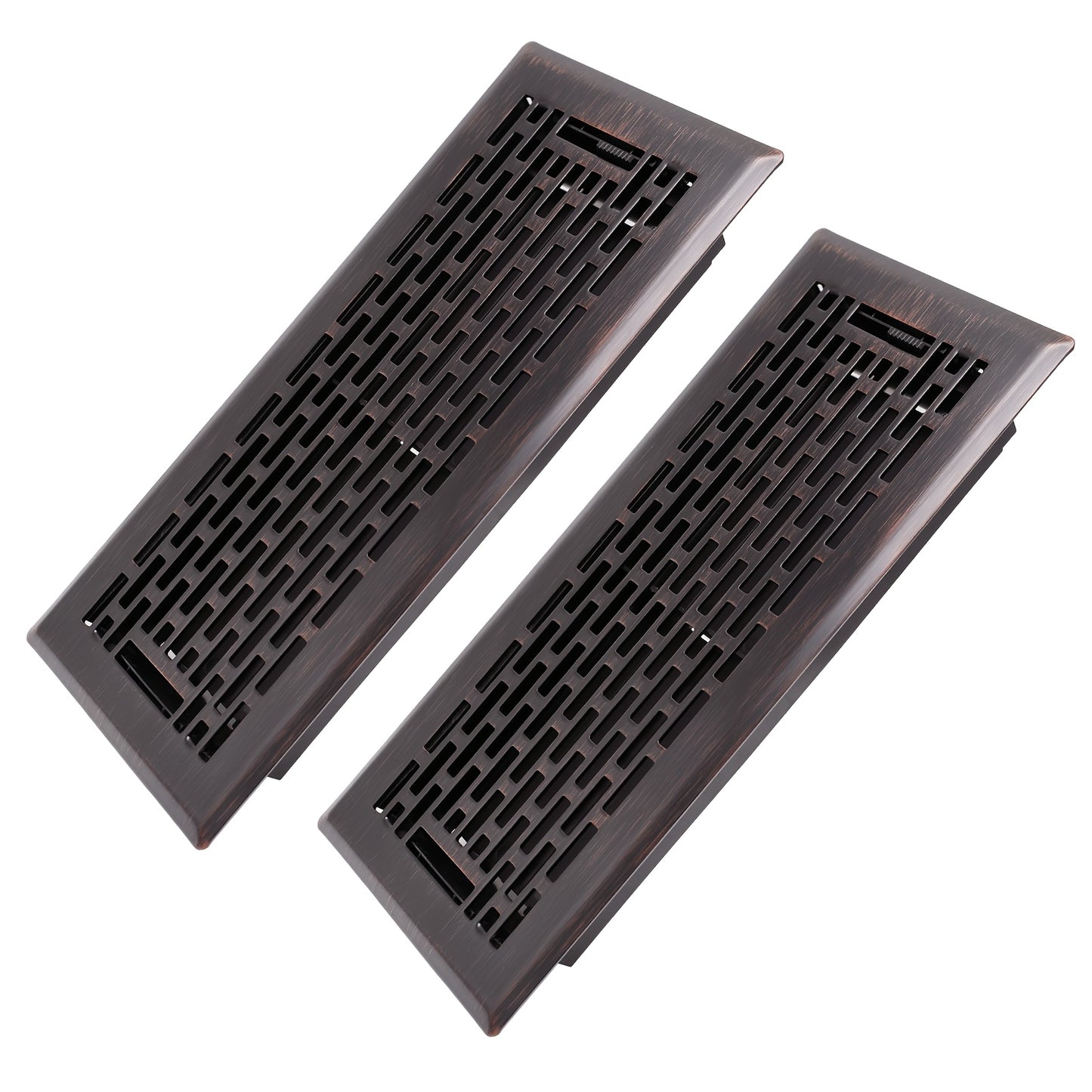 Floor Vent Register Cover 4x10 Inch Heavy Duty Walkable Steel Decorative Air Vent Grille Adjustable Airflow for Home HVAC 2-Pack Savannah Boston Design Multi Finish