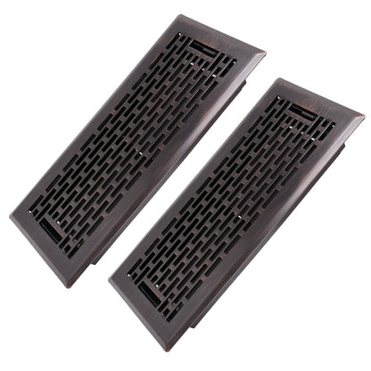 Floor Vent Register Cover 4x10 Inch Heavy Duty Walkable Steel Decorative Air Vent Grille Adjustable Airflow for Home HVAC 2-Pack Savannah Boston Design Multi Finish