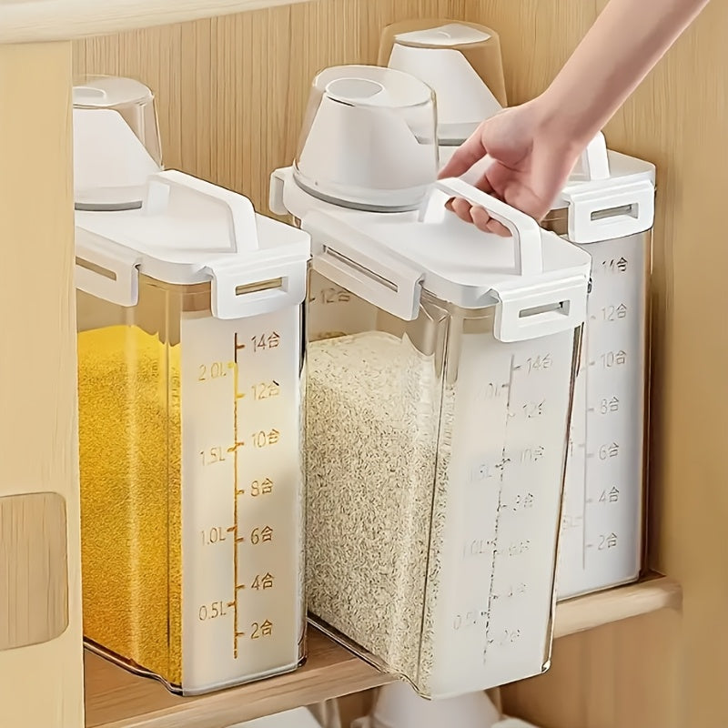 4pcs 5 Pound Rice Sealed Dry Grain Storage Container Rice Storage Box Grain Container Dispenser, Thickened Plastic Transparent Food Storage Box with Pouring Port, Grain Meat Cup, Flour Snacks