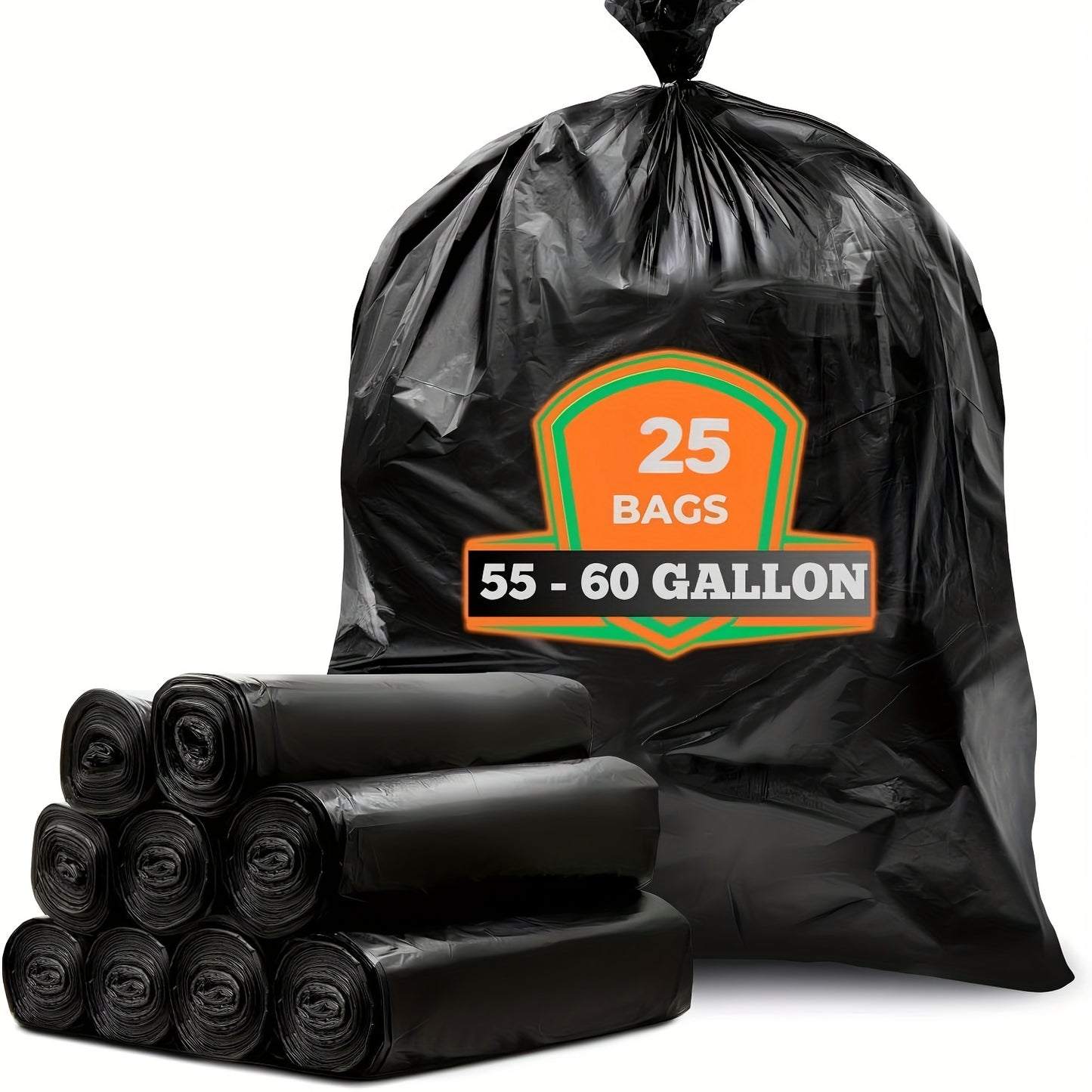 65 Gallon Plus Thickened Heavy Duty Garbage Bag, Tear Resistant, High Quality 25/ 50 Pack Black Garbage Bag, Suitable for Yard Garbage Storage, Garbage Disposal, Outdoor Camping Garbage Collection