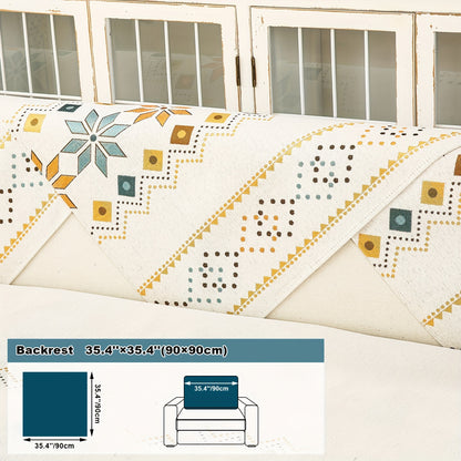 1pc Bohemian Chenille Sofa Cover Suitable for Sofa Sizes (Single to Four-Seater) - Thick Plush Non-Slip Couch Cover with Geometric Embroidery, Chenier Fabric Slipcover Fits for Sectional Sofas, Machine Washable Furniture