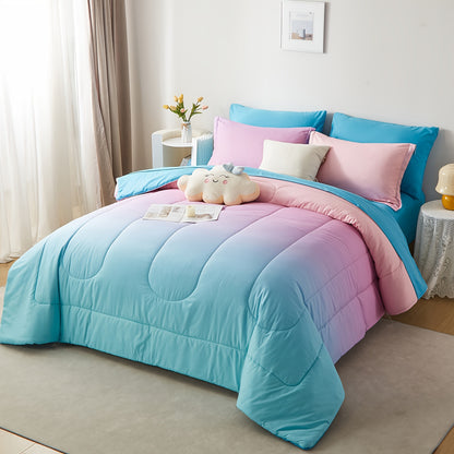 5/7Pcs Rainbow Comforter Sets - Stain-Resistant, Hypoallergenic, And Lightweight Bedding For All Seasons - Twin/Full/Queen/King Size Bed In A Bag With 100% Polyester Filling