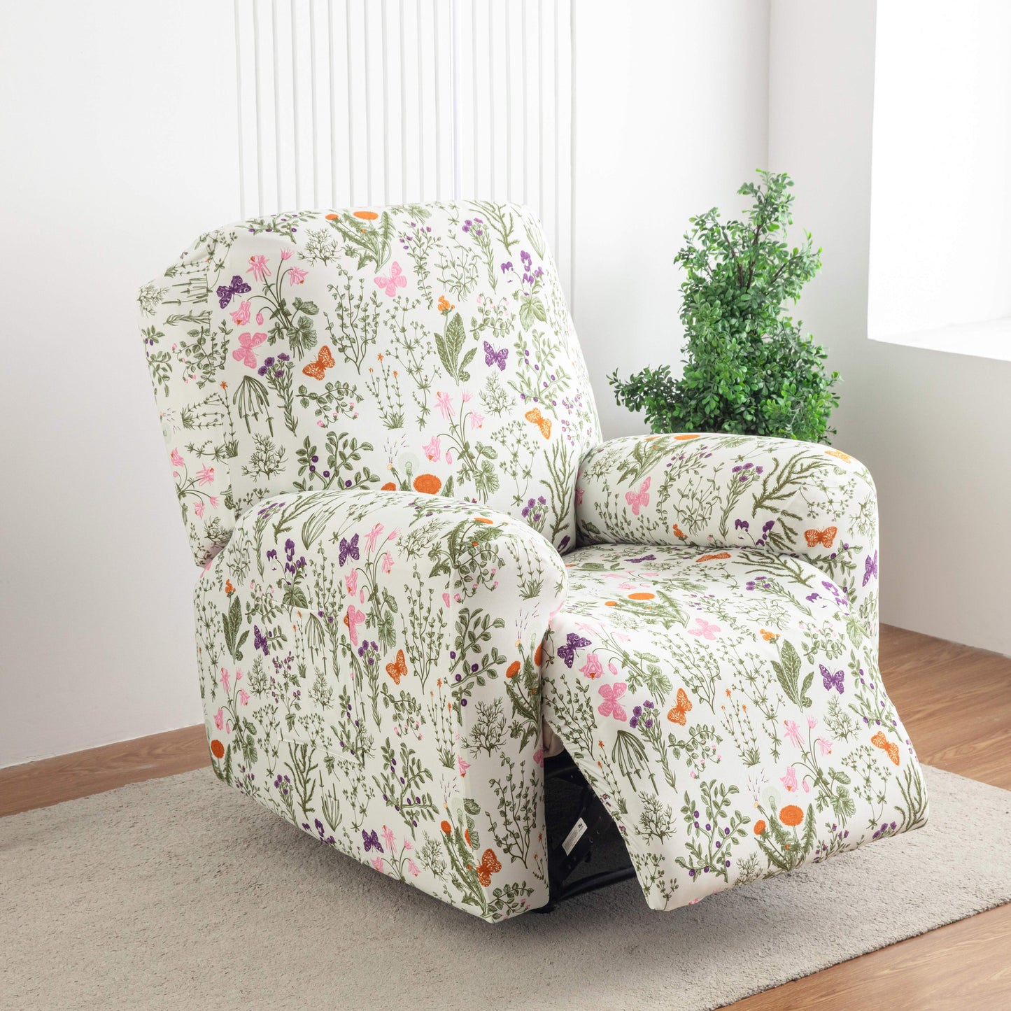 4pcs/set High Elasticity Lounge Chair Cover with Side Pockets, Elastic Printed Lounge Chair Cover Suitable for Bedrooms, Offices, Living Rooms, Durable, Pet Friendly, And Essential for Home Holiday Decoration