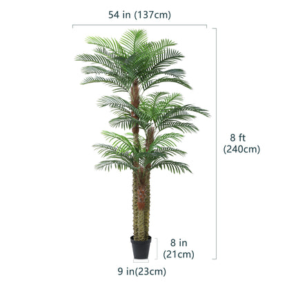 Tall Artificial Palm Tree For Outdoors, 8FT/10FT Large UV Resistant Faux Palm Plants, Fake Tropical Golden Cane Palm Perfect For Patio, Poolside, Home Office Aesthetic Decor