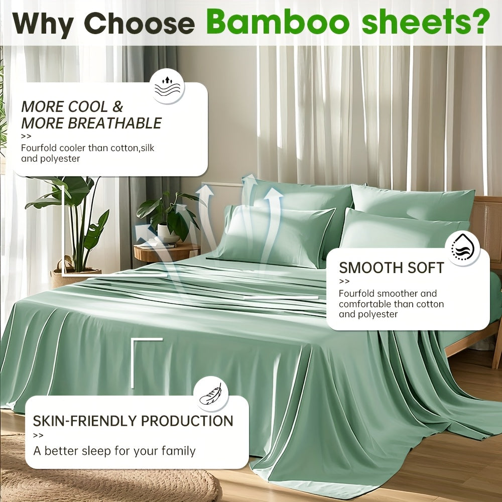 Premium 2000TC Cooling Sheet Set - Y Bamboo Bed Sheet Set - Ultra Soft Queen Size Sheet Set for Hot Sleepers, Light Beige-Friendly, 16 Inch Deep Pocket - Shrink, Fade Wrinkle Resistant