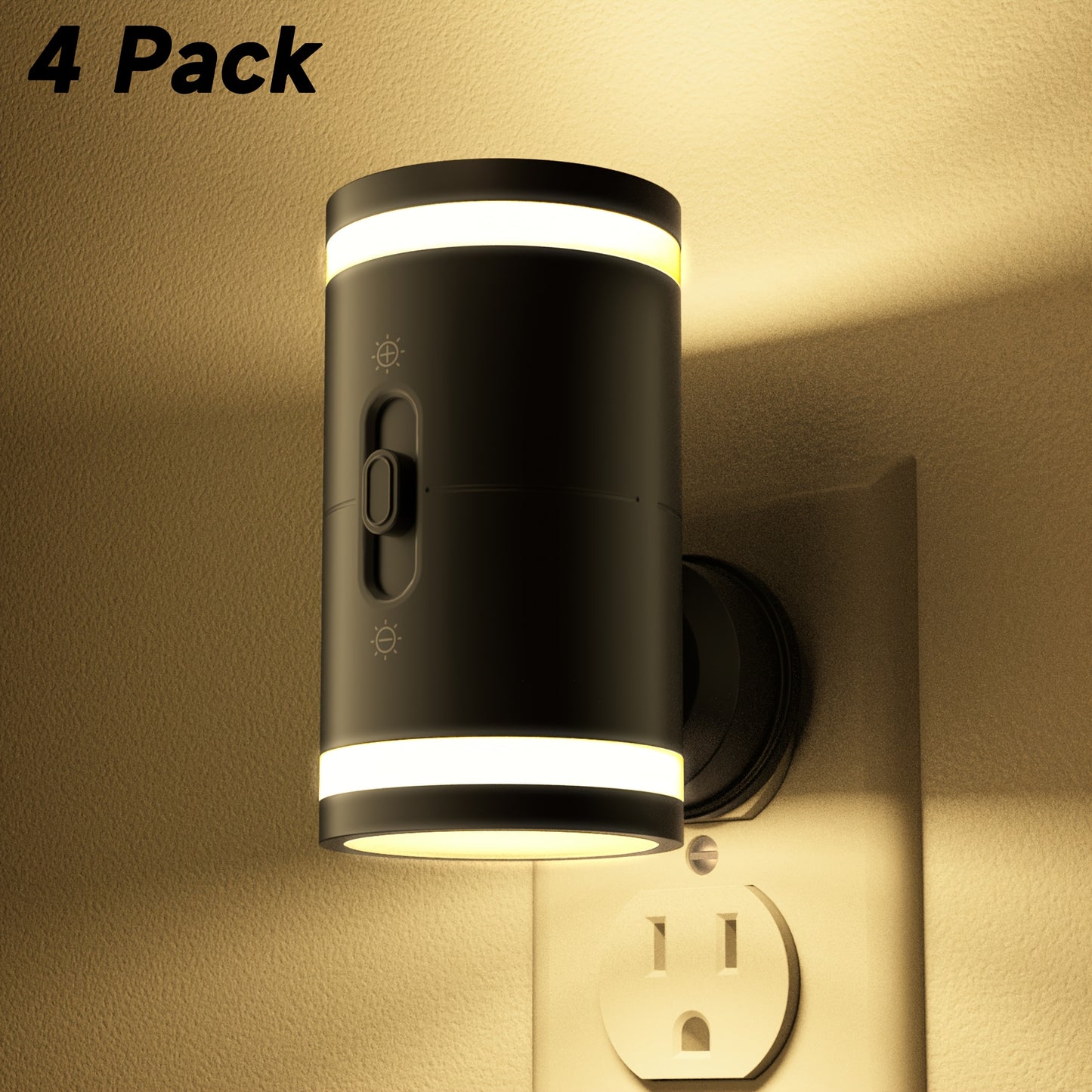 LED Night Light Plug In with Dusk to Dawn Sensor - 5-120LM Adjustable Brightness 3 Color Temperatures, Modern Night Lights for Hallway Bedroom Staircase Bathroom Toddler Room, 2 or 4 Pack