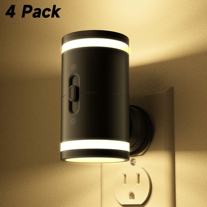 LED Night Light Plug In with Dusk to Dawn Sensor - 5-120LM Adjustable Brightness 3 Color Temperatures, Modern Night Lights for Hallway Bedroom Staircase Bathroom Toddler Room, 2 or 4 Pack