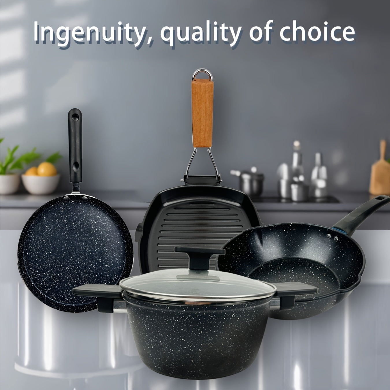 Pan 4pcs Pan Set Non-stick Kitchen Cookware Set Non-stick Cooking Set Including Frying Pan (black)
