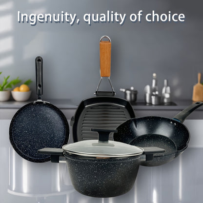 Pan 4pcs Pan Set Non-stick Kitchen Cookware Set Non-stick Cooking Set Including Frying Pan (black)