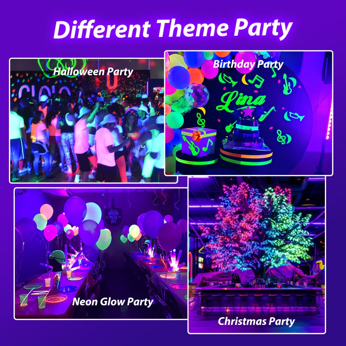 8pcs Set, UV Black Light Bars and Strips, Plastic, 385-400nm, USB Powered 5V, Switch Control, for Glow Party, Neon Party, Halloween, Body Painting, Birthday Party, Fluorescent Painting, 4pcs 32cm/12.6in 40LEDs + 4pcs 250cm/8.2ft 60LEDs/M