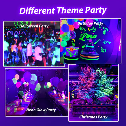 8pcs Set, UV Black Light Bars and Strips, Plastic, 385-400nm, USB Powered 5V, Switch Control, for Glow Party, Neon Party, Halloween, Body Painting, Birthday Party, Fluorescent Painting, 4pcs 32cm/12.6in 40LEDs + 4pcs 250cm/8.2ft 60LEDs/M