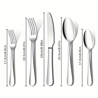 60/20pcs Stainless Steel Silverware Set - Heavy Duty Commercial Silverware for Restaurants, Weddings & Home | Dishwasher Safe, Rust-Proof, Non-Toxic | Bulk Kitchen Tableware with Gift Box The Best Gifts for Thanksgiving And Christmas
