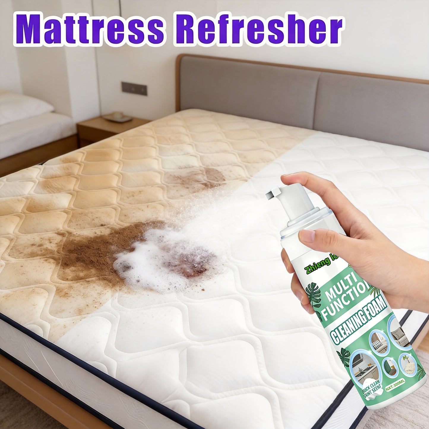 Dry Cleaning Spray Stain Remover 10.14oz – No Water Needed, Multi-Surface Formula for Sofas, Mattresses, Clothes, Carpets & Curtains, Strong Penetration, Decomposes Stains, Safe & Easy to Use