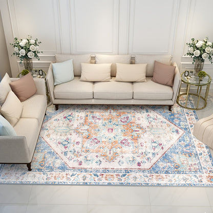Area Rug Boho Vintage Washable Non-Slip Rug for Living Room Bedroom Traditional Woven Carpet Home Decor
