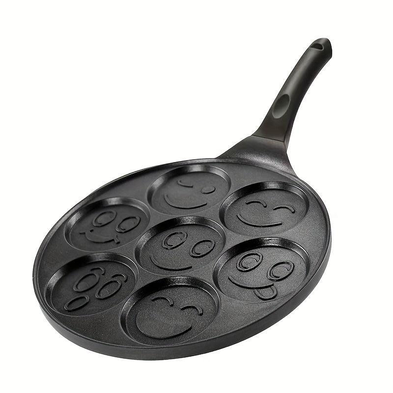 7-hole Non Stick Pancake Baking Tray - joyful Face Design, Adding Fun to Food, Suitable for Frying Eggs And Bacon, Providing A Comfortable Morning Cooking Experience for Families And Friends - Easy to Clean, 2025 Christmas New Kitchen Cooking Tool