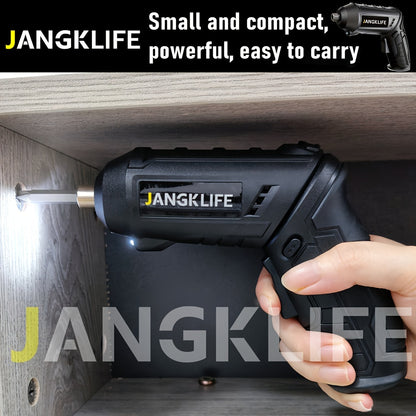 16pcs Small Hand-Held Electric Screwdriver Set, 90° Rotatable Foldable Screwdriver Bits, Cordless, Rechargeable Lithium Battery, 1200mAh Capacity, JANGKLIFE