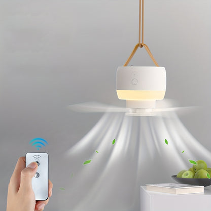 Portable USB Rechargeable Camping Fan with LED Lighting, Controllable By Remote Control, Adjustable Lighting Fan, Suitable for Outdoor Use In Tents, Detachable Blades, And Long Battery Life.camping Stuff Clearance