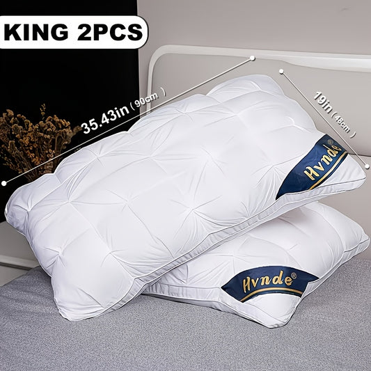 2 Luxury Hotel Quality Pillows | Deep Sleep Neck Support, All-Season, Non-Sinking High Pillow Core, Hypoallergenic Polyester, Modern Design With Soft Satin Cover, Cooling And Neck Pillow, Ideal Gift