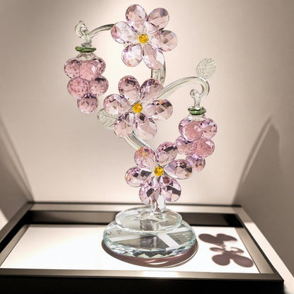 1 Pink Crystal Tree Statue Ornament, Romantic Home Decor, With A Rotatable Base, Crystal Flower Wedding Decoration, Valentine'S Day, Christmas, Mother'S Day, Gift For Mother