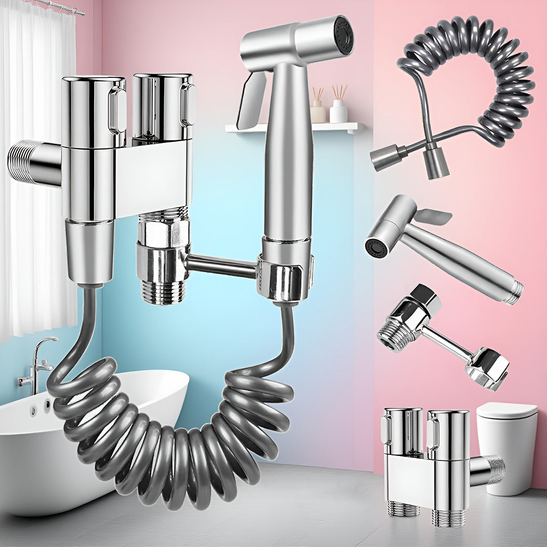 6Pcs Wall Mounted Bidet Sprayer Kit, Handheld Pressure Toilet Sprayer with Hose & Holder, Self-Cleaning Personal Hygiene Sprayer for Bathroom, Pet Shower & Toilet Cleaning
