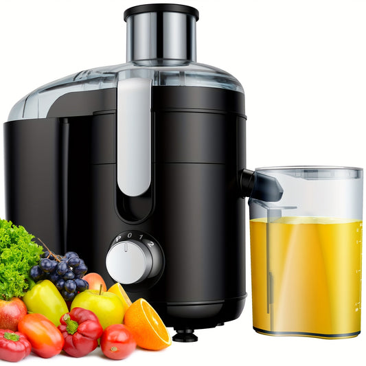 Space-Saving Centrifugal Juicer with 2.5-Inch Feed Chute - Powerful Fruit & Vegetable Juice Extractor, BPA-Free, Dishwasher Safe, Easy to Clean, Compact Design for Healthy Lifestyle, Black/Silver