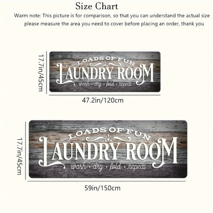 Non-Slip Laundry Room Mat- Heavy Duty Washable Rubber Backing Carpet, Dark Brown/Gray Wood Grain Design, Suitable for Laundry Room, Kitchen, Bathroom- Easy to Clean Home Carpet, Rustic Style, Durable Structure, Practical Home Item