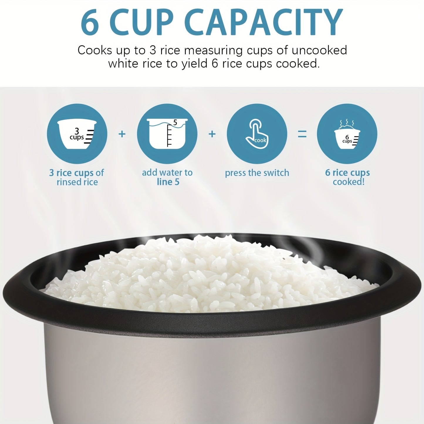 A Rice Cooker Featuring a Detachable Nonstick Pot, a Yogurt Maker with an Automatic Keep Warm Setting, And a Generous Capacity of 6 Cups (Cooked) Or 1. 5 Quarts, And 3 Cups (Uncooked). It Operates with a Single Touch And Serves As a Grain Cooker