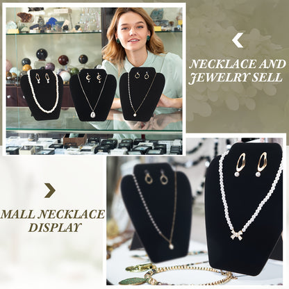 24pcs 7.38'' X 8.25'' Black Velvet Necklace Display Necklace Easel Stand Jewelry Display Holders Collapsible Necklace Display Stand Jewelry Display for Selling for Necklace Earrings Home Store Jewelry Rack, Jewelry Towers