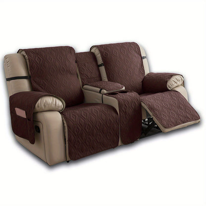 4pcs/set Loveseat Recliner Cover with CenterConsole|100% Waterproof Pet Coverfor Dual Recliner with Straps Design|Split Reclining Loveseat Cover Furniture Pet Protector, Valentine's Day Home Decorations