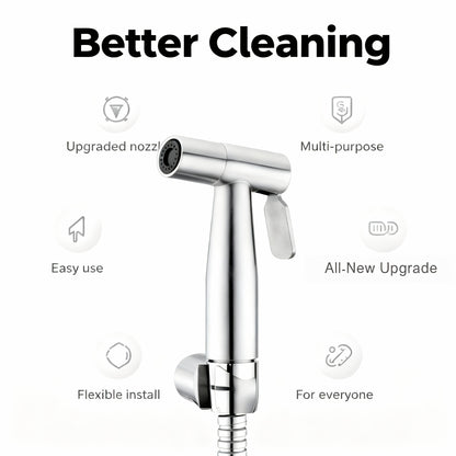 1 Set Wall-Mounted Handheld Spray Gun Sitting Bath - Includes Spray Gun, Bracket, Teflon Tape, And Flexible Extension Hose. Quickly Adapts to Toilets, Bathrooms, And Sinks; Suitable for Household Cleaning, Gardening, And Pet Washing.