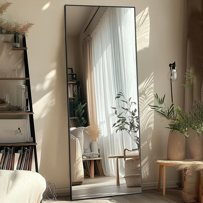 Ladynow Arched Full-Length 58" × 18" Mirror Floor Mirror Freestanding Floor Standing Full Body Rustproof Mirror Stand Wall-Mounted Leaning Design Modern Home Decor Bedroom Living Room Cloakroom Hanging Mounted