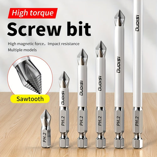 6pcs Non-slip Cross Drill, High-strength Magnetic Screwdriver Bit, High Hardness, Impact Resistance, Electric Screwdriver Tool Set Hand Electric Drill Rotary Screwdriver.