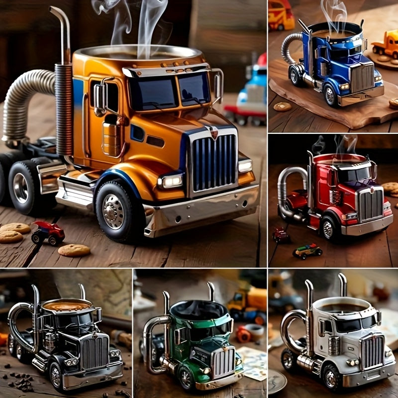 Halloween-2025-Latest Hot Truck Coffee Cup Handmade Semi-Truck Shaped Coffee Cup Creative Coffee Cup Tea Coffee Cup Trucker Gift