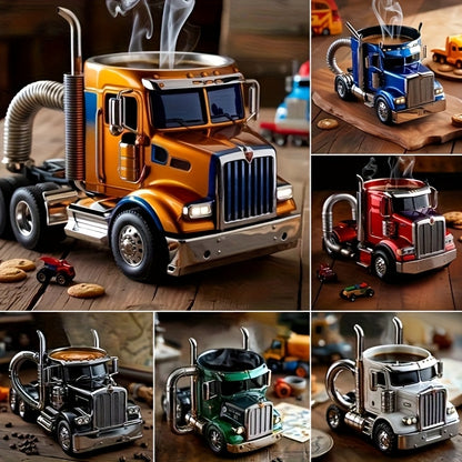 Halloween-2025-Latest Hot Truck Coffee Cup Handmade Semi-Truck Shaped Coffee Cup Creative Coffee Cup Tea Coffee Cup Trucker Gift