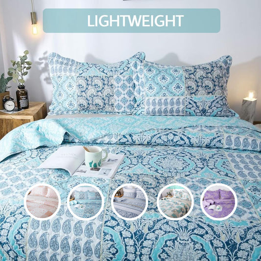 2/3pcs Light Floral Quilt Set, Cute Print All Season Lightweight Bedspread Coverlet Sets - Hypoallergenic and Breathable for Home, Bedroom, Guest Room, Camper, Cabin, RV, College Dorm - Shabby Chic