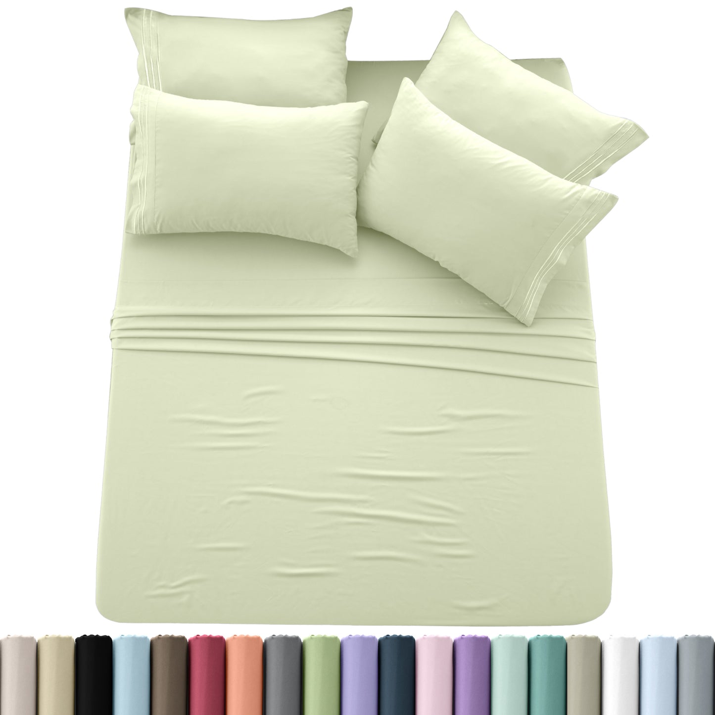 Hannah Bedding 6-PieceSheet Set – Soft Brushed 100% polyester, 20 Vibrant Colors, 6 Different Sizes – Stylish, Comfortable & Fade-Resistant