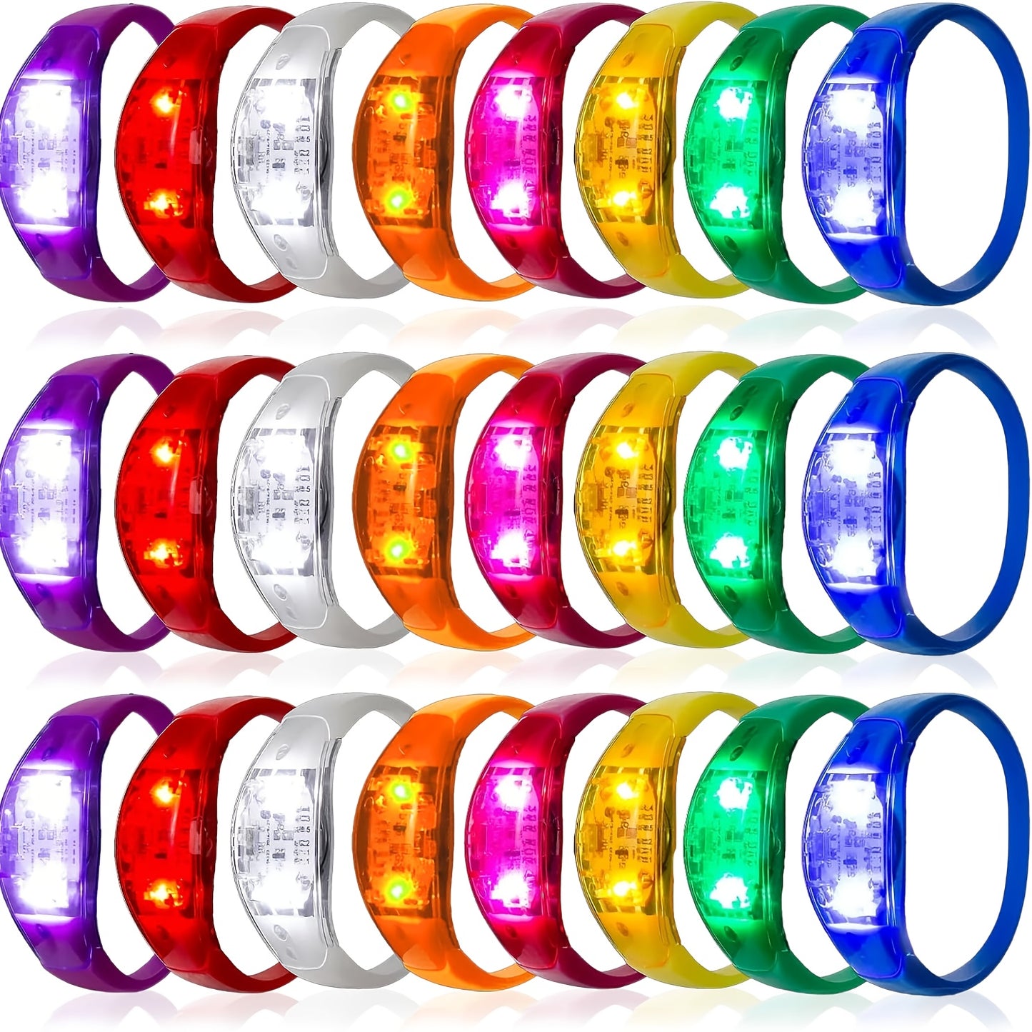Sound Activated Light Up Bracelets Bulk 20/50 Pcs Glow Wristbands Voice Controlled Flashing LED Bracelet for Concerts Rave Party Events Festival Accessories