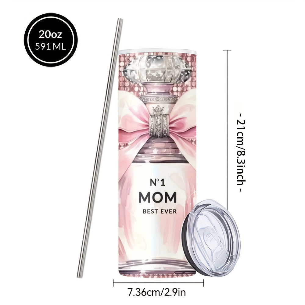 Mom'S Best Ever Design Coffee Mugs, 304 Stainless Steel Insulated Tumbler With Lid & Straw, Beverage Container & Travel Cup For Hot & Cold Drinks, 20oz Camping Drinkware, Ideal Gift For Women, Birthday, Parties, Holiday, Thanksgiving Day, Christmas
