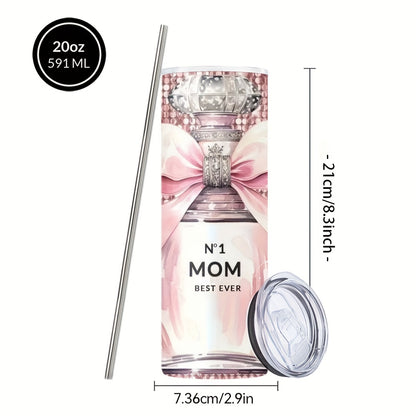 Mom'S Best Ever Design Coffee Mugs, 304 Stainless Steel Insulated Tumbler With Lid & Straw, Beverage Container & Travel Cup For Hot & Cold Drinks, 20oz Camping Drinkware, Ideal Gift For Women, Birthday, Parties, Holiday, Thanksgiving Day, Christmas