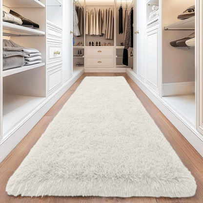 Large Shaggy Rug, 4x6ft Plush Faux Fur Rug, Low Pile Extra Soft Area Rug, Long Hallway Runner, Indoor Floor Mat, Heavy Duty Long Lasting Machine Washable Rug, Non Slip Backing for Living Room Kitchen Modern Home Decor Carpet Mat