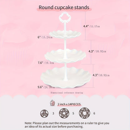 10pcs Cake Stand, Cupcake Stand with 3 Double-layer Cupcake Stands, 3 Three-layer Cupcake Stands, 4 Appetizer Trays, Suitable for Birthdays, Weddings And Other Parties
