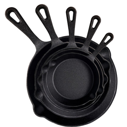 Cast Iron Skillet, Cast Iron Frying Pan Uncoated Set, Frying Pan with Drip Spout, Heavy Duty Pan Cookware, Household Pans, Kitchen Accessories, Home Cooking, Suitable for Frying, Stir-Frying, Cooking, Baking