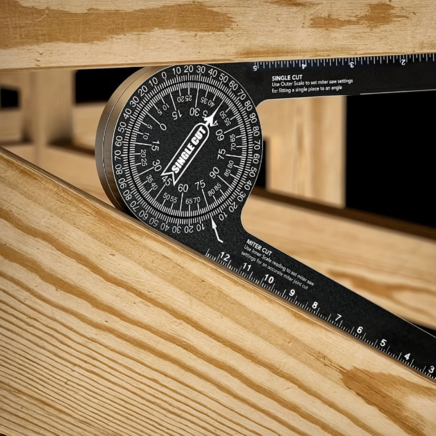 Miter Saw Protractor, 2-in-1 Professional Miter Angle Finder, 7-Inch Aluminum Protractor Angle Finder Featuring Precision Laser-Inside & Outside Miter Angle Finder for Carpenters, Plumbers and All Building Trades (Black)