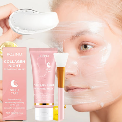 Collagen Overnight Wrapping Off Facial Mask Pack | with Hyaluronic Acid, Elasticity - Hydration Care, Sagging - Dullness - Hydrolyzed Collagen for Glowing Skin-Hydrating Face Mask - Deep Moisture for Dry Skin, Korean Skin Care, 2.645Oz
