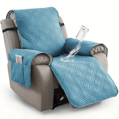 1pc 100% Waterproof Recliner Chair Cover, Non Slip Recliner Covers for Recliner Chair with Pocket, Pet Scratch-Resistant Sofa Slipcover, Washable Furniture Protector, Easy to Install for Living Room, Summer Home Decor, Father's Day Home Decorations